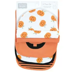 Hudson Baby Unisex Baby Cotton Bib and Headband or Caps Set, Pumpkin, One Size