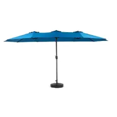Okak 14.8 Ft Outdoor Patio Umbrella with 12 Sturdy Ribs Double Sided Beach Umbrella with Push Button and Crank for Pool Deck Garden