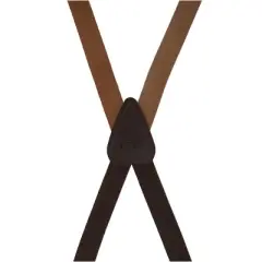 CTM Men's Smooth Coated Leather Slim Width Suspenders with Metal Swivel Hook Ends