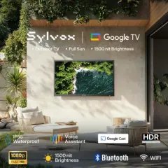 SYLVOX Outdoor TV, 32" 2K 1500nits Smart Google TV, IP55 Waterproof TV for Full Sun (Pool SE NEW)