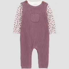 Carter's Just One You&reg; Baby Girls' 2pc Floral Long Sleeve Shirt and Sweater Overall Set - Plum