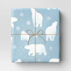 30&rdquo; 25 sq ft Christmas Roll Wrap White Polar Bears on Blue - Wondershop&trade;