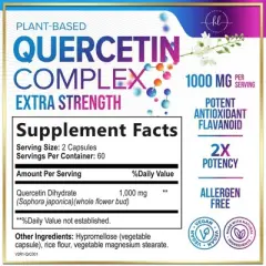 Quercetin Supplement Capsules for Heart, Respiratory, Allergy & Immune Support - 60 Capsules;120 Capsules