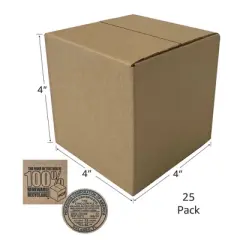 UOFFICE Pack of 25 Corrugated Boxes 4" x 4" x 4" Cube Mailing Boxes