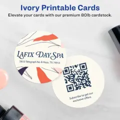 Avery Printable Round Business Cards with Sure Feed Technology, 2" Diameter, Ivory Cardstock, Print-to-the-Edge, Laser/Inkjet Cards, 120 Total