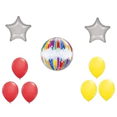 LOONBALLOON Graduation Grad Theme Balloon Set, 22 Inch Congratulations Shooting Stars Bubble Balloon, Star Foil and 6x Latex Balloons