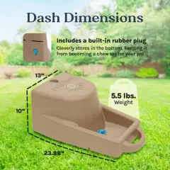Dakota 283 Dash 5-Gallon Weatherproof Dog & Pet Water Dispenser System for Home & Outdoor Use w/Built-In Rubber Plug, Coyote Granite