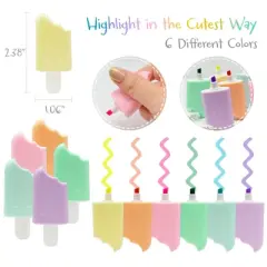 Wrapables Cute and Colorful Highlighters, Marker Pens, Stationery Supplies (Set of 6), Popsicle