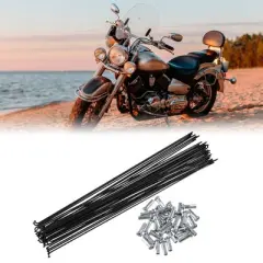 Unique Bargains Bicycle Steel Spokes 14G Bike Spoke with Nipples for Most Bicycle Black 36 Pcs 11.42"