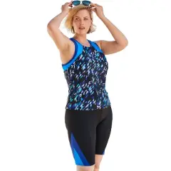 Swim 365 Women&rsquo;s Plus Size Colorblock Tankini Top with Sun Protection