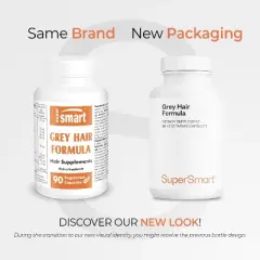 SuperSmart Grey Hair Formula - with Catalase, Copper, Biotin, Fo-Ti, Zinc, Saw Palmetto | Non-GMO & Gluten Free - 90 Vegetarian Capsules