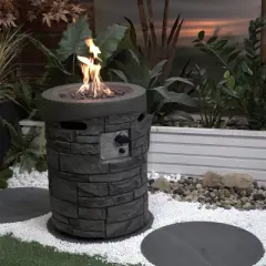 Racxily Diameter 20 Inch Round Outdoor Gas Fire Pit,Contain 2.5kg Lava Stone And Rainproof Cover, Suitable for Outdoor Garden