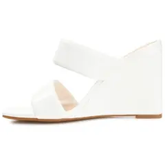 Journee Collection Womens Kailee Tru Comfort Foam Slip On Open Square Toe Wedge Sandals White 9.5
