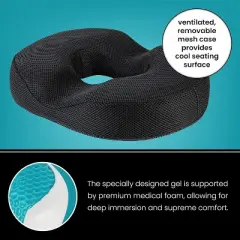 Healthy Spirit Gel Donut Lifting Cushion for Tailbone Hemorrhoid Coccyx Sciatica Pregnancy Pillow Cushion, Black