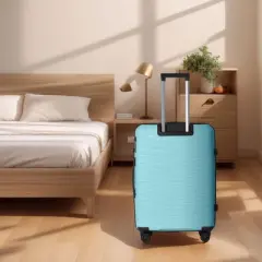 NAYSAYE Luggage PP Hardshell 3 Piece Spinner Set with TSA Lock for Carry On and Checked Luggage, Blue, 21.46"*12.01"*30.51"