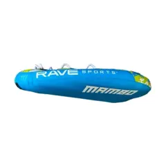 RAVE Sports 02463-RV Mambo 3 Rider Nylon Inflatable Lake Towable Boat Tube Float with Foam Handles and Neoprene Knuckle Guards, Blue