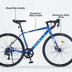 YONWAY 700C Drop-Bar Road Bike, Aluminium Alloy 7 Speeds Road Bicycle, 700x28c Tires, Disc Brakes Racing Bikes for Men Women Adult