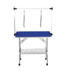 Gulches 46-Inch Foldable Pet Grooming Table for Pet Large Dogs and Cats with Adjustable Arm and Clamp - Blue