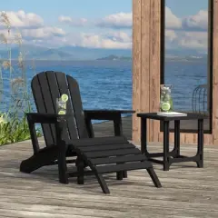 WestinTrends Azura 3-Piece HDPE Plastic Adirondack Patio Chairs With 18" Square Side Table Set