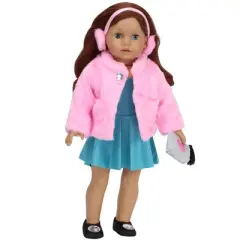 Sophia&rsquo;s Pink faux fur Coat and Earmuff Headband Set for 18" Dolls