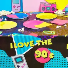 Sparkle and Bash 3 Pack Purple Plastic Tablecloth for 90&rsquo;s Birthday Party (54 x 108 in)