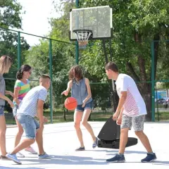 Soozier 5-10' Basketball Hoop with 44" Shatterproof Backboard, Rebound System, Wheels and Fillable Base
