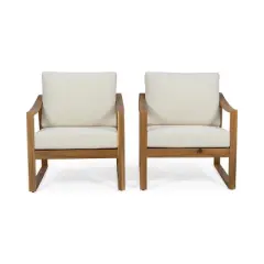 Christopher Knight Home Samwell Outdoor Acacia Wood Club Chairs with Cushions (Set of 2)