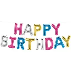 LOONBALLOON 30 x 82 Inch Air-Fill Balloon Kit HAPPY BIRTHDAY Multicolor &ndash; Fun & Vibrant Party Decoration
