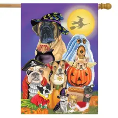 Briarwood Lane Trick or Treat Dogs Halloween House Flag Cats Jack o'Lantern 28" x 40"
