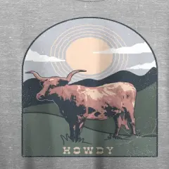 Western Howdy Cow Crew Neck Short Sleeve Athletic Heather Women's Crop T-shirt