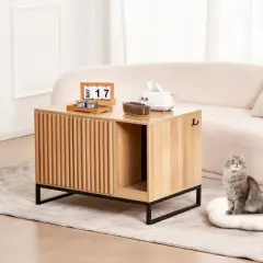 VEVOR Cat Litter Box Enclosure, Hidden Litter Box Furniture, Wooden Cat Washroom Indoor with 2 Doors & Study Metal Legs, Cat House Cabinet Hidden
