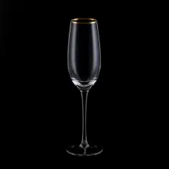 Slickblue Handcrafted Gold Rim Champagne Flutes - 8 oz Set of 6