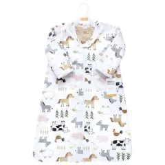 Hudson Baby Boys Long Sleeve Plush Faux Fur Sleeping Bag, Wearable Blanket, Cute Farm