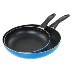 Gibson Home 2 Piece 10 inch and 8 inch Aluminum Frying Pan in Blue