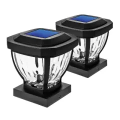Home Zone Security&reg; 12-Lumen-Each 4 x 4 Solar LED Post Cap Lights