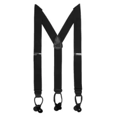 CTM Men's Big & Tall Elastic Button End Dress Suspenders with Silver Hardware