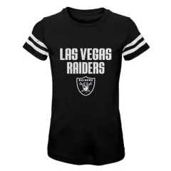 NFL Las Vegas Raiders Girls' Stripe Sleeve Fashion T-Shirt