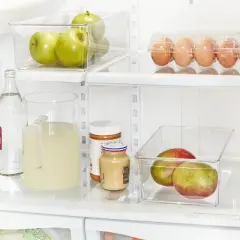 Small Wide Fridge and Pantry Organizer Bin - Brightroom&trade;: Clear Kitchen Storage, Freezer-Safe, 10.5"x6.94"