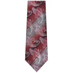 TheDapperTie Men's Burgundy, Black And White Paisley Necktie with Hanky
