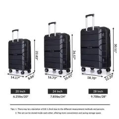 3 Piece Luggage Set,Hardshell Suitcase Set with Spinner Wheels & TSA Lock,Expandable Lightweight Travel Luggage