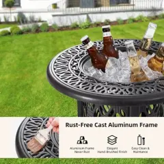 PAGED Aluminum Outdoor Dining Table Elegant Patio Table with Removable Ice Bucket for Patio, Deck, Poolside