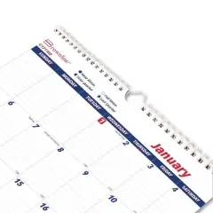 Twin-Wirebound Wall Calendar, One Month per Page, 8 x 11, White/Blue Sheets, 12-Month (Jan to Dec): 2026