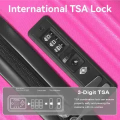 FURNIinspire Bag And Luggage Sets 3 Piece Rolling Luggage, Hard Shell Travel Suitcases Set with Wheels Telescopic Handle, Pink, 21.06"*11.42"*30.12"