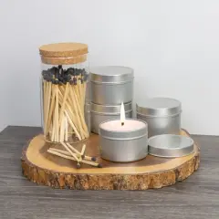 Cornucopia Brands 4oz Metal Tins/Candle Tins 24pk; Round Containers w/ Slip-On Lids for Candle Making, Spices, and Gifts