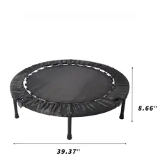 DSVIMOY Trampoline, Mini Fitness Trampoline for Adults or Kids, Round Bouncer for Indoor Outdoor, Black, 39.37"*39.37"*8.26"