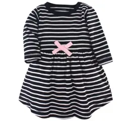 Touched by Nature Baby and Toddler Girl Organic Cotton Long-Sleeve Dresses 2pk, Ditsy Floral