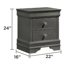 Blaze Modern Style 2-Drawer Night stand Made with Wood in Metallic Gray same as G150108708 (NJ inventory)