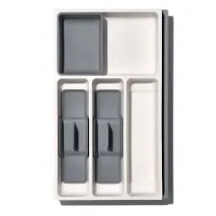 OXO Expandable Utensil Drawer Organizer: Gray Kitchen Storage, Hand Wash, TPE & Polypropylene, 16.35" Depth, 9.91" Width