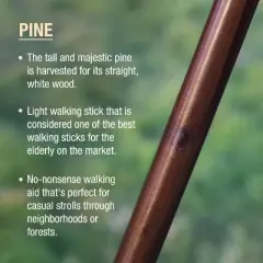 Brazos Handcrafted Wood Walking Stick, Pine, Trekker Style Handle, for Men & Women, Made in The USA