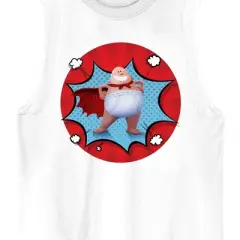 Captain Underpants Superhero In Blue Star Crew Neck Sleeveless White Men&rsquo;s Tank Top
